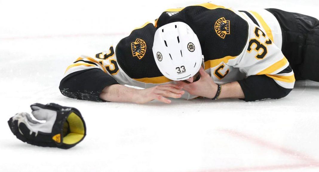 boston bruins zdeno chara hit in face with puck stanley cup finals game 4 2019 images