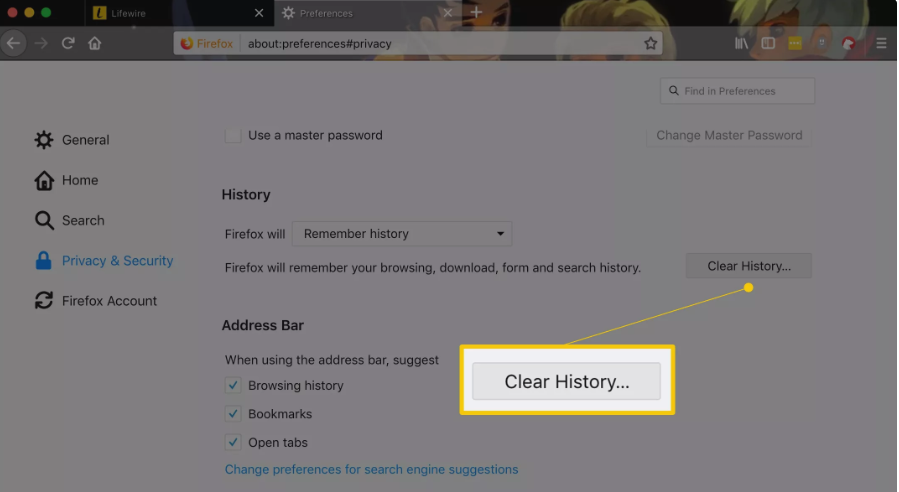 Mozilla Firefox clear history fix 2019