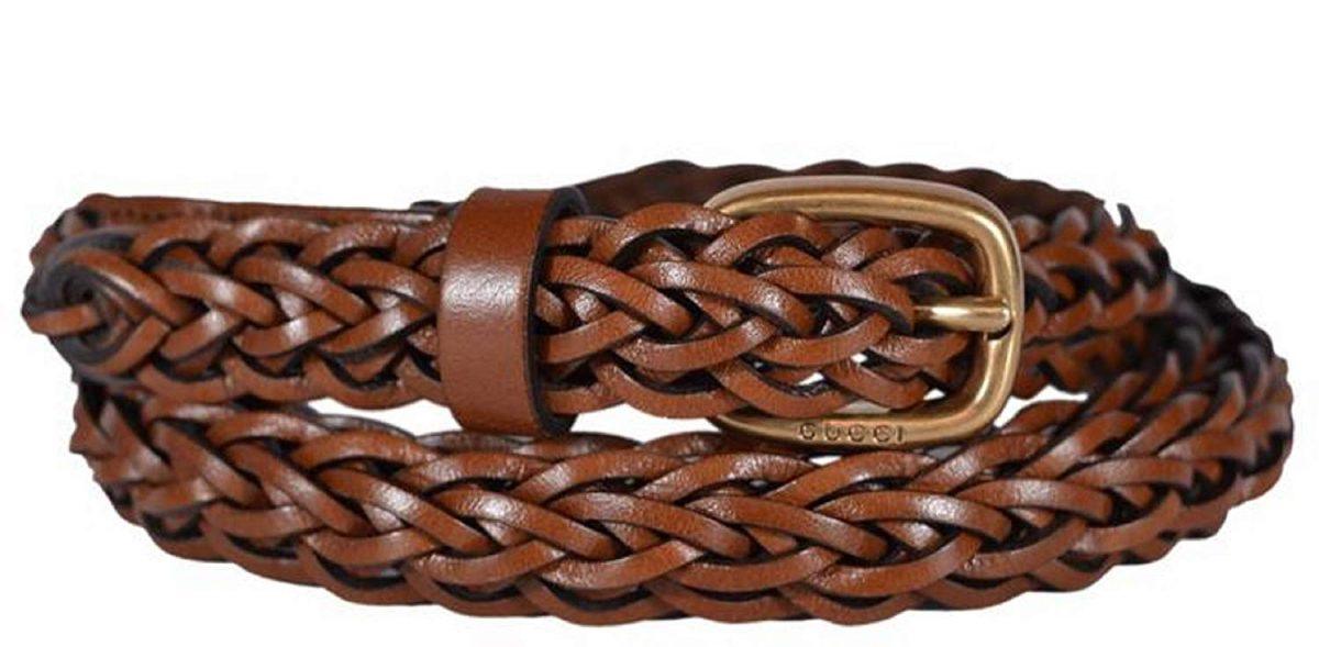 Gucci Women's Braided Leather Belt with Gold Buckle 2019 hottest fashion accessory holiday