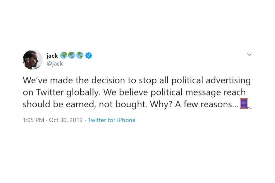 twitter bans political ads for 2020 elections