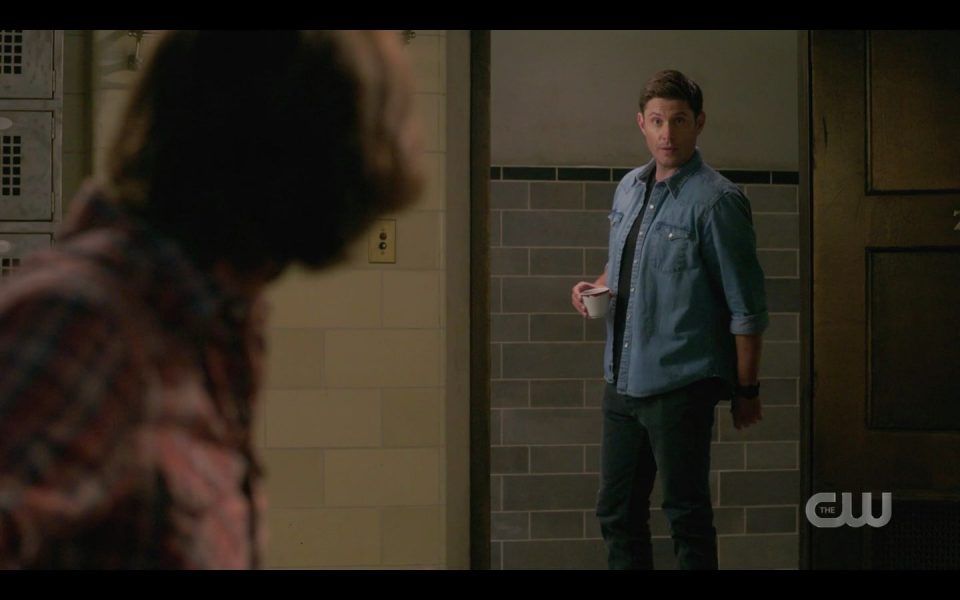 Dean Winchester reacts to Sam spitting out veggie bacon SPN 1504
