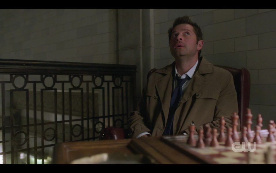 Castiel sitting at chessboard with Michael SPN