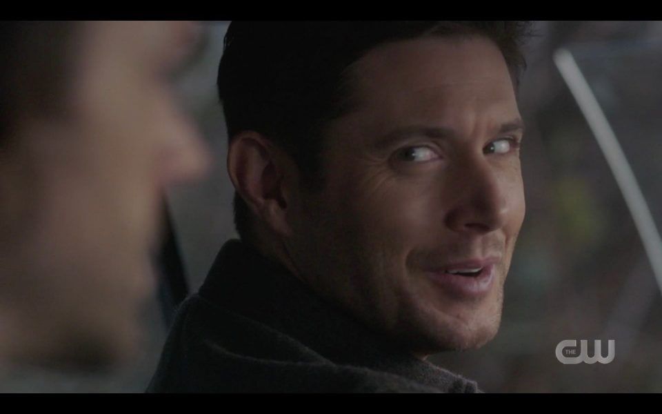 Dean Winchester smiling at Sam were back baby