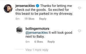 Jensen Ackles tweet to Bollinger B1 truck which he bought