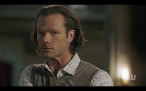 Sam Winchester reacts to Mrs Butters having gun on him SPN.