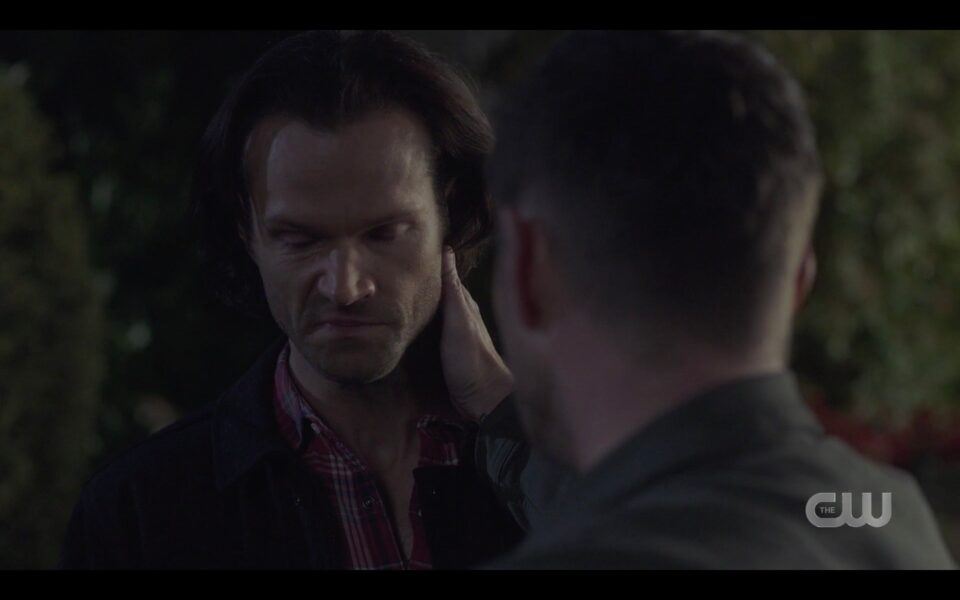 SPN Dean Winchester holding Sams neck lets go reap a reaper 1518