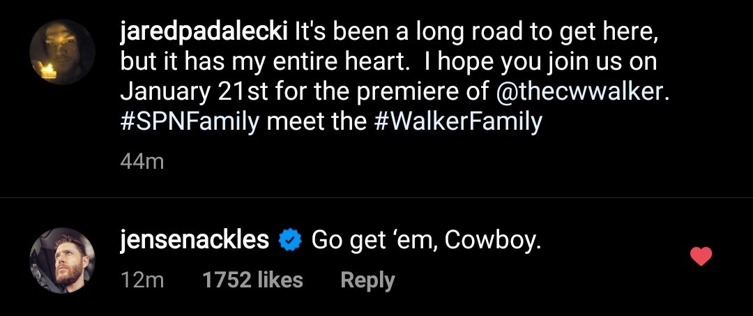 jensen ackles go get em cowboy to jared padalecki about walker show
