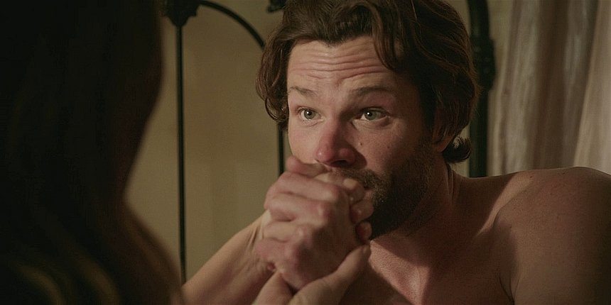 Jared Padalecki showing off his shirtless hairy chest while sucking off Geris fingers Walker.