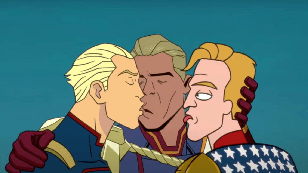 the boys diabolical superheroes man kissing mttg