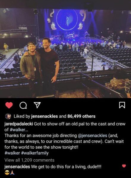 Jared padalecki fondling Jensen Ackles in Instagram post making ship fans happy.
