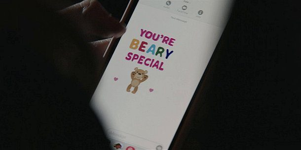 Gale texts Geri a you're beary special message in gif form.