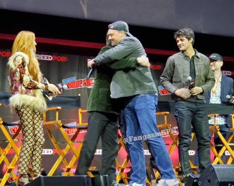 Jensen Ackles hugging men at new york comic con winchesters panel