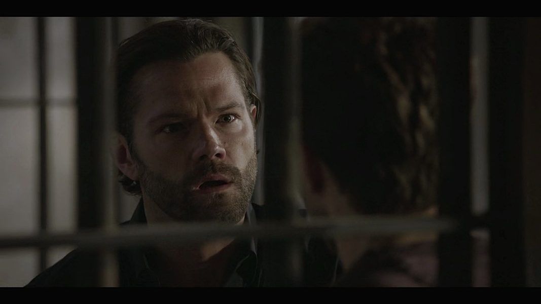 Jared Padalecki making sure Keegan Allen is good with him being unsafe in their hot prison scene on Walker set.