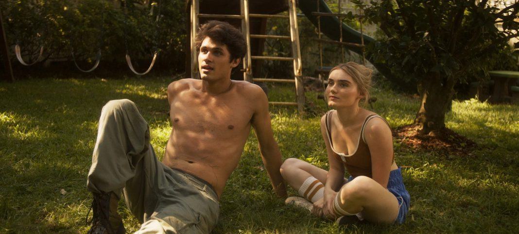 winchesters shirtless drake rodger with meg donnelly sitting outside