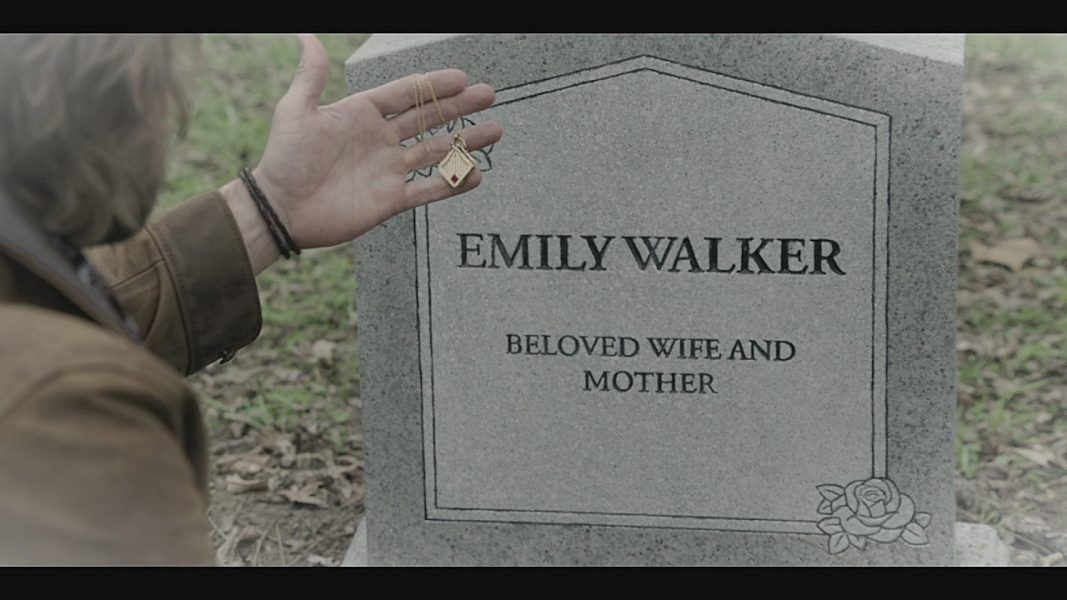 Walker Hoyt at gravesite for Emily Walker.