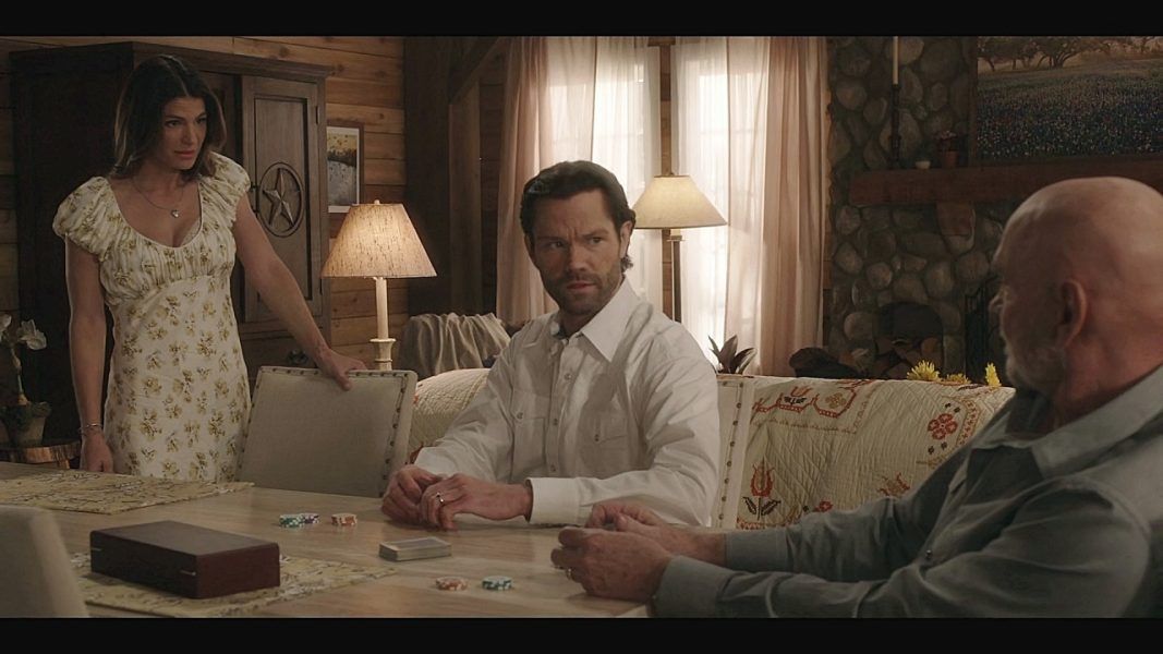 Cordell Walker playing poker with Bonham as dead wife Emily watches.